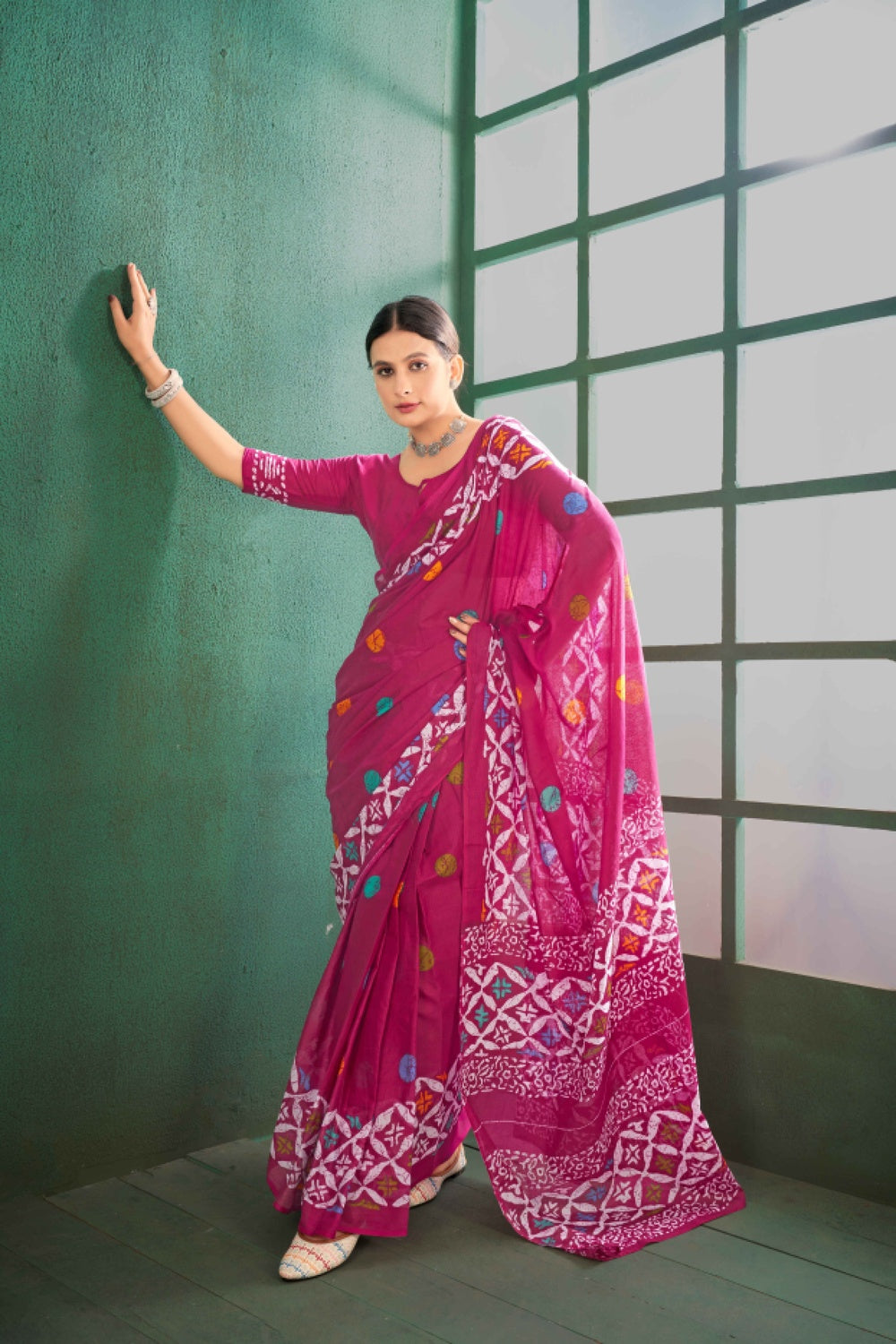 Pure Cotton Saree with Tie-Dye Magic with Blouse Piece