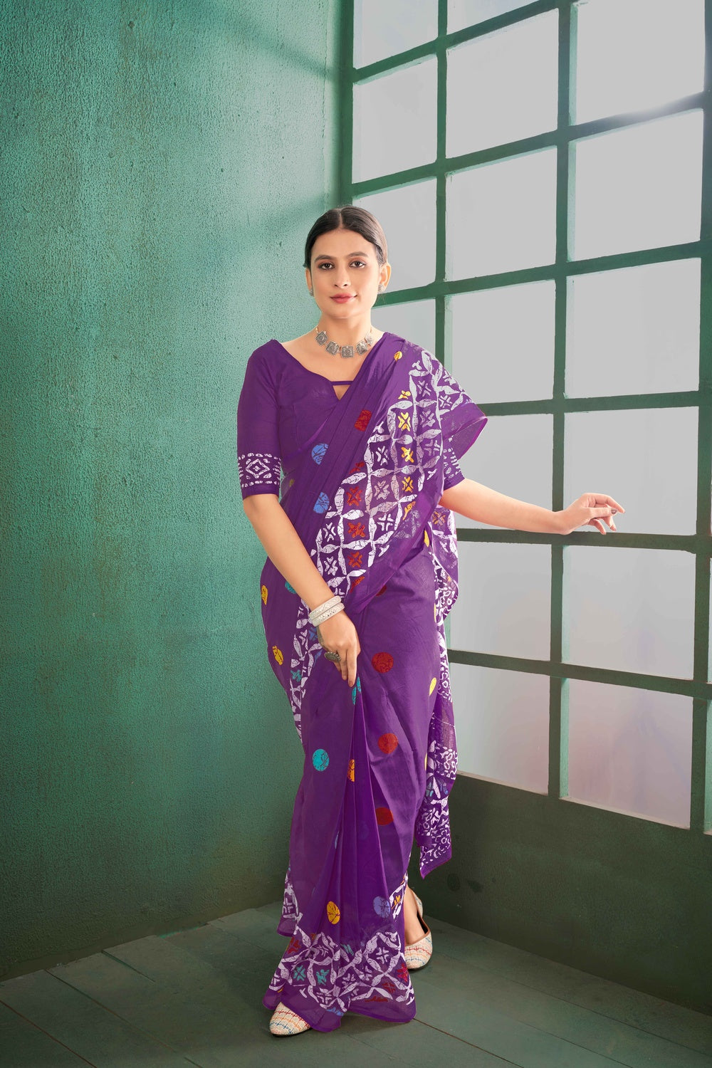 Pure Cotton Saree with Tie-Dye Magic with Blouse Piece