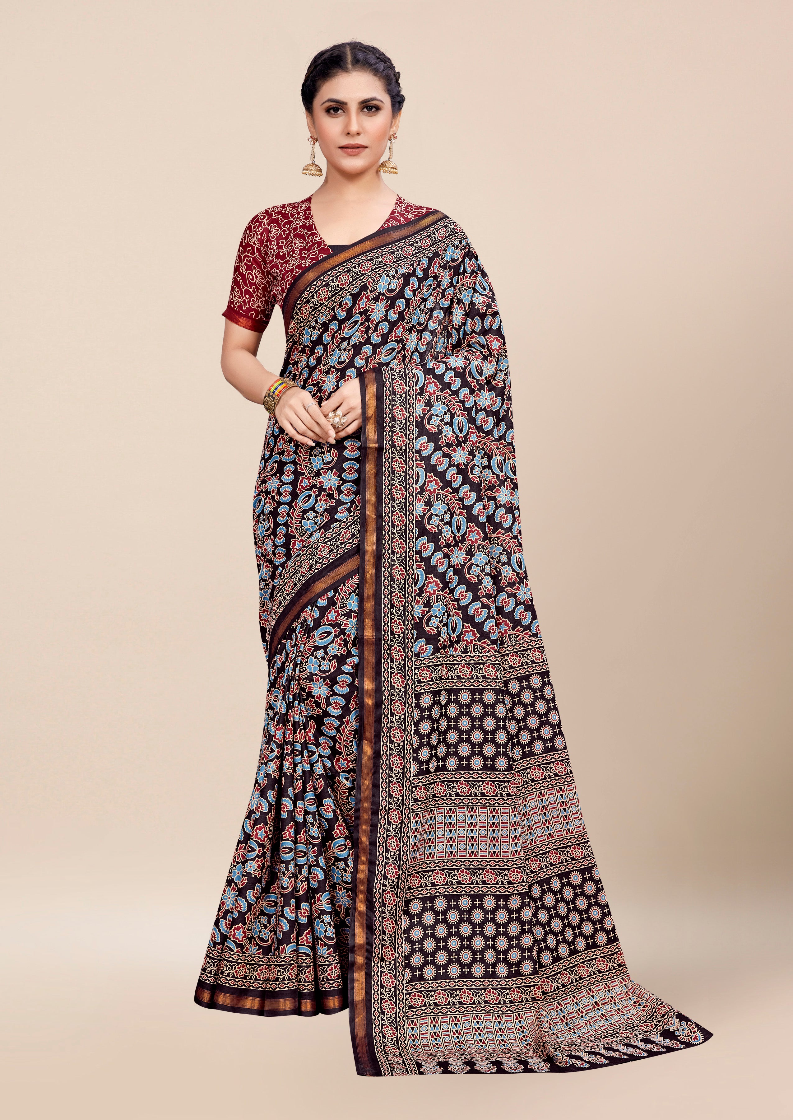 Charming Pure Cotton Jaipur Block Print Saree