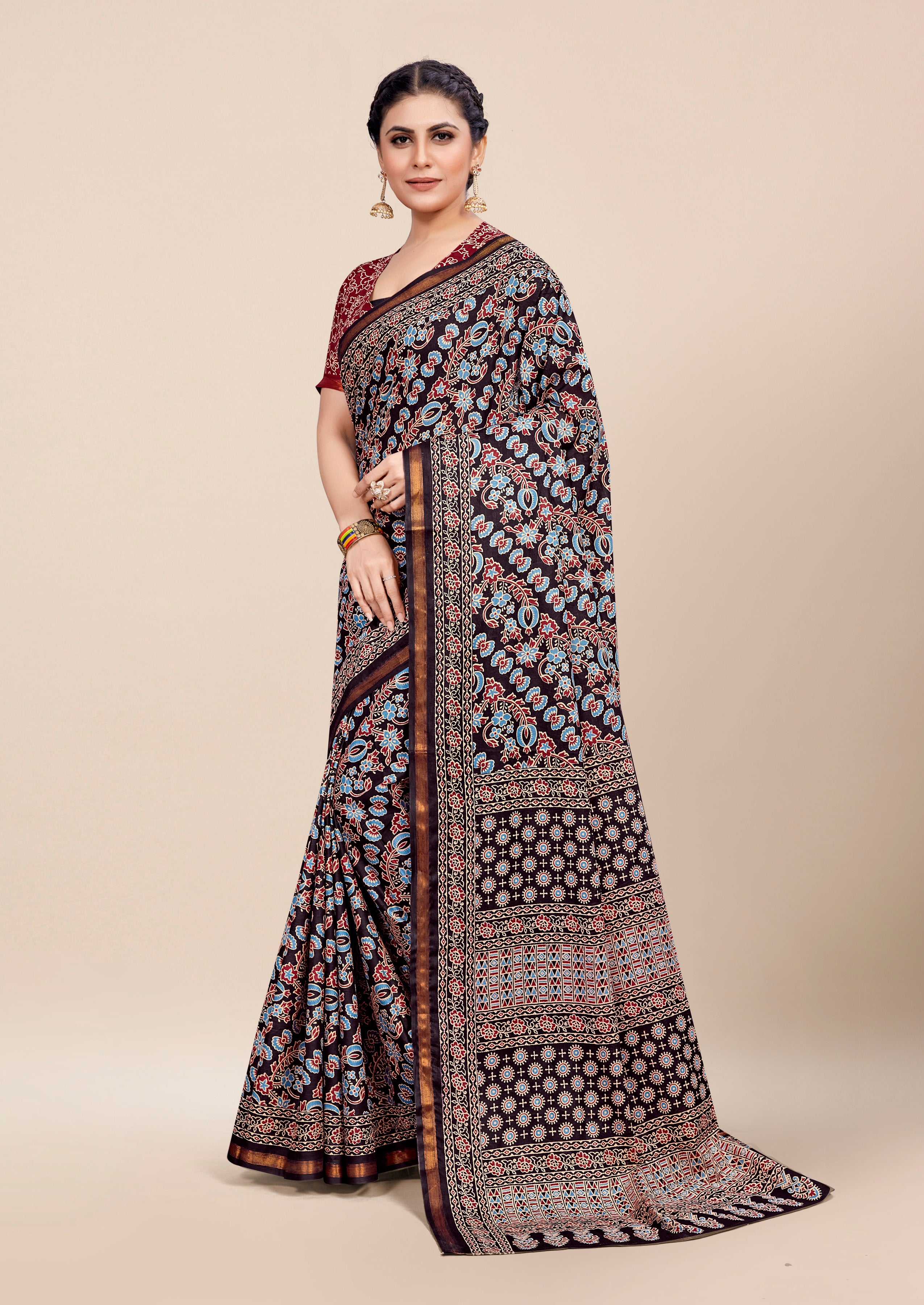 Charming Pure Cotton Jaipur Block Print Saree