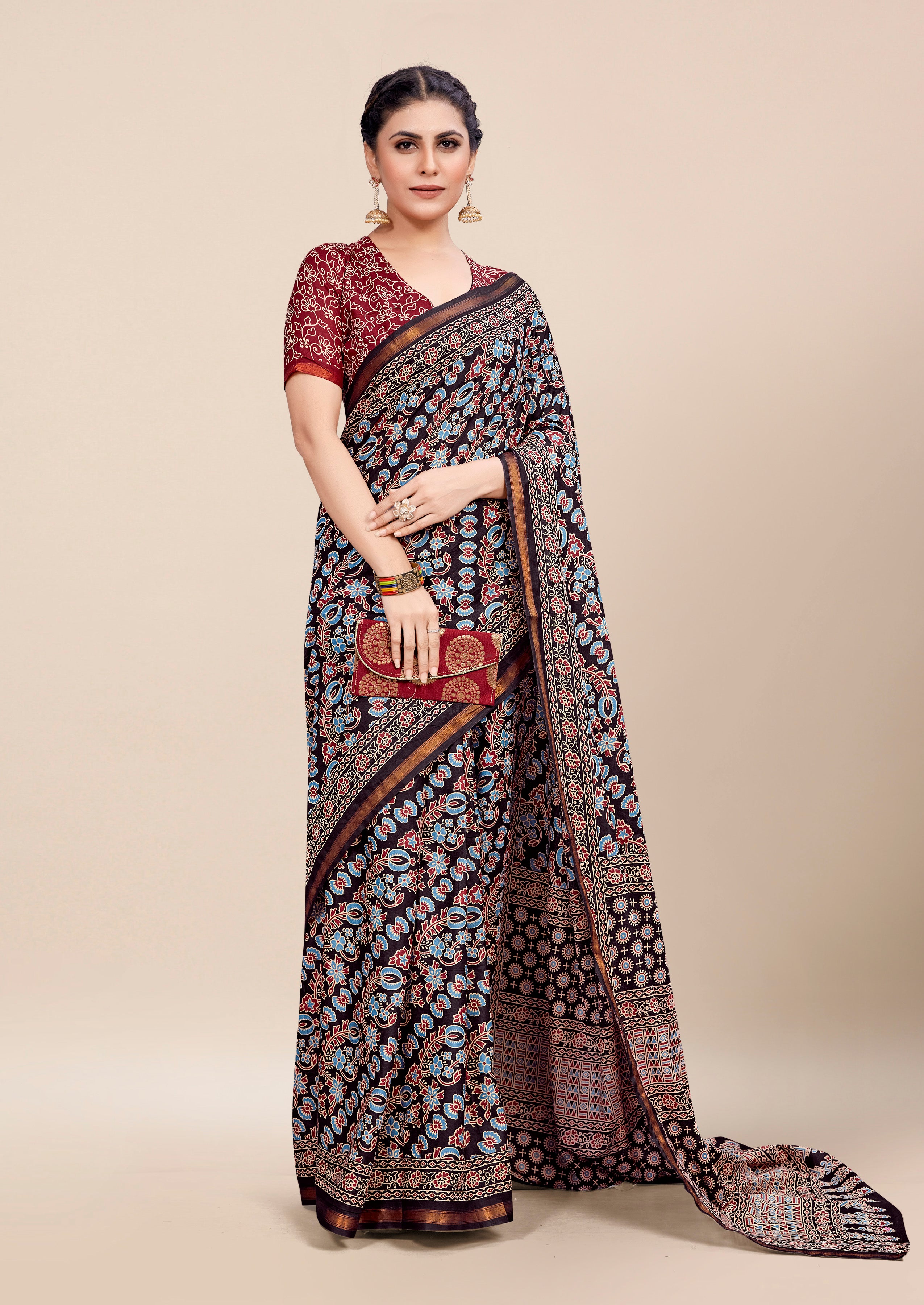 Charming Pure Cotton Jaipur Block Print Saree