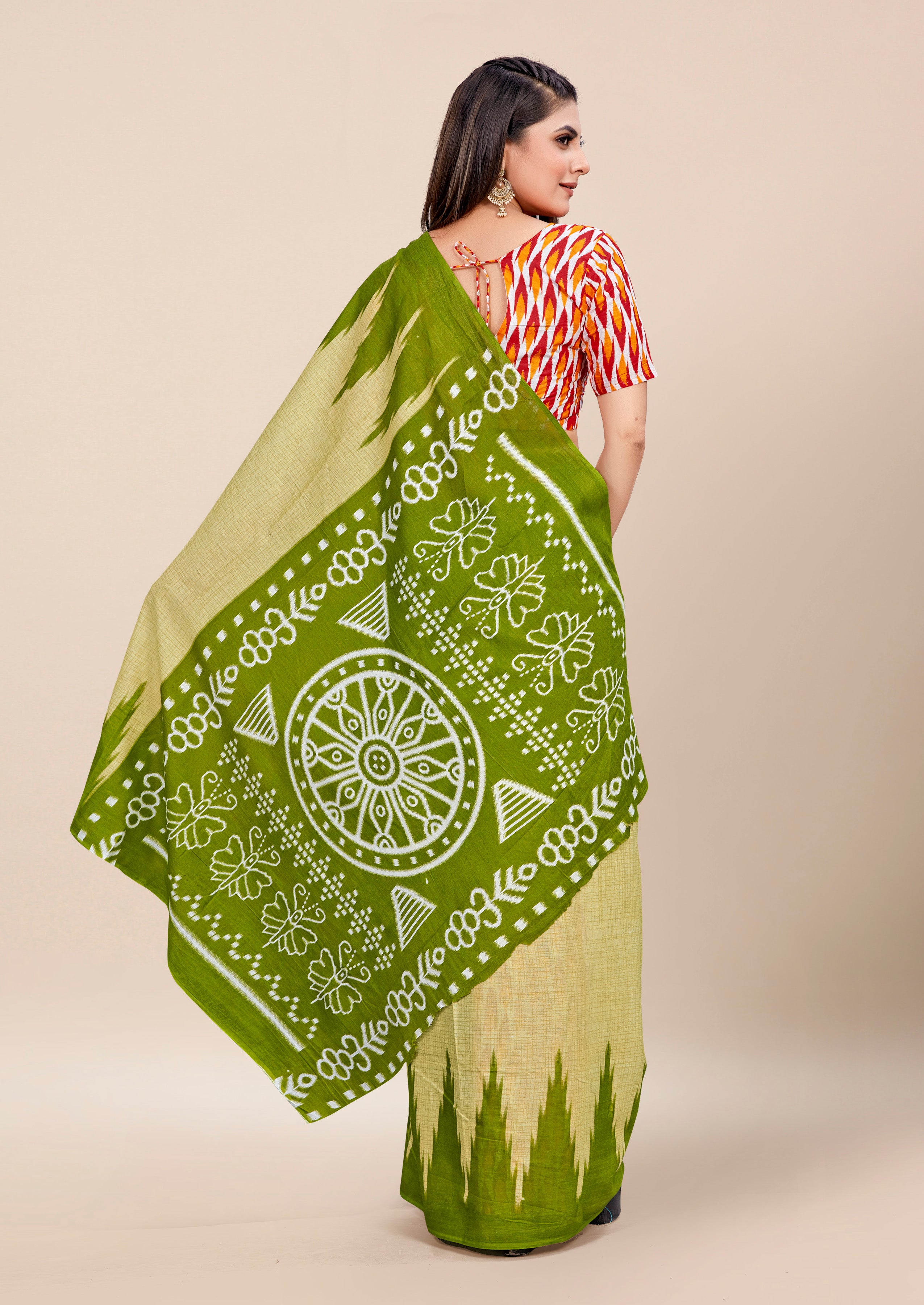 Charming Pure Cotton Jaipur Block Print Saree With Blouse Piece