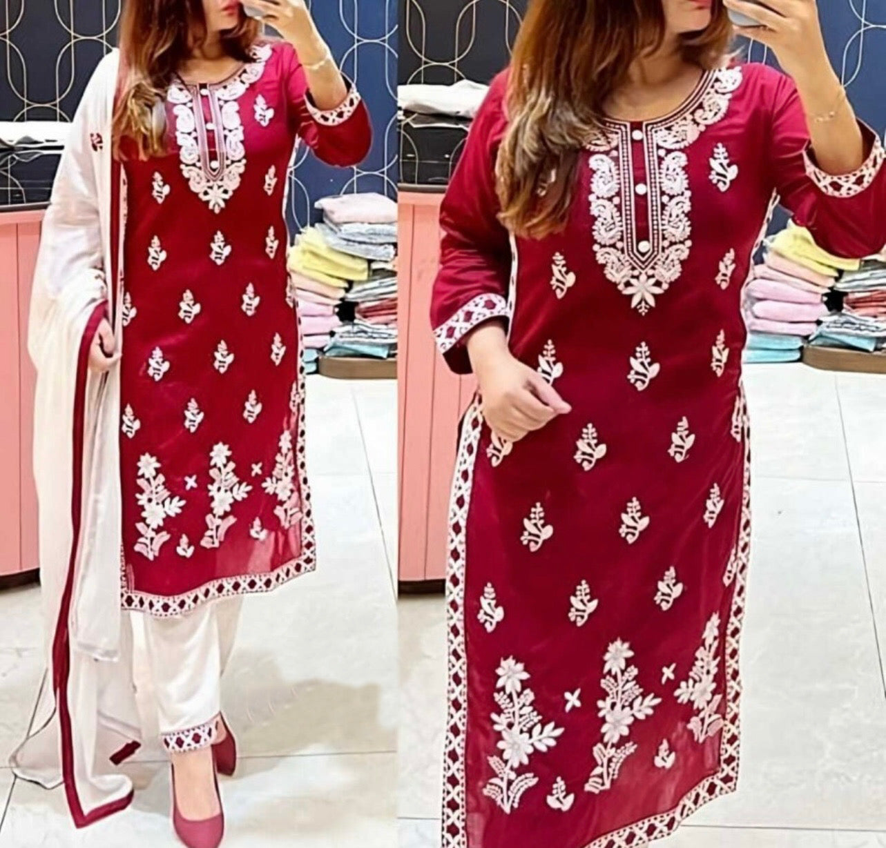 Elevate Your Style With Chikankari Kurti Set with Dupatta