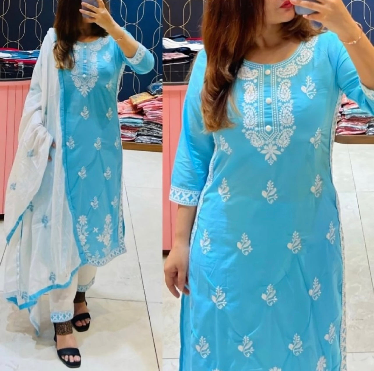 Elevate Your Style With Chikankari Kurti Set with Dupatta