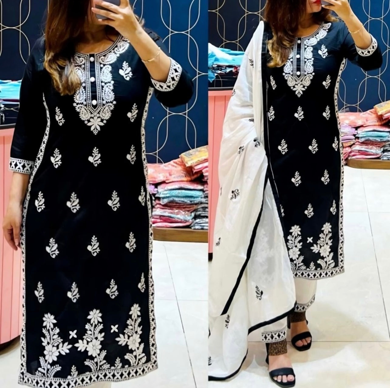 Elevate Your Style With Chikankari Kurti Set with Dupatta