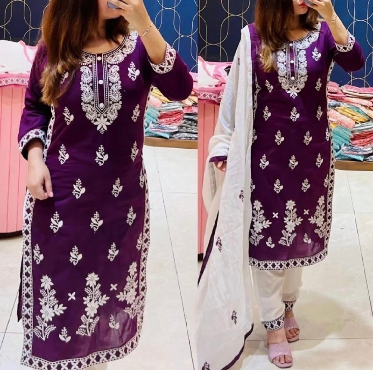 Elevate Your Style With Chikankari Kurti Set with Dupatta