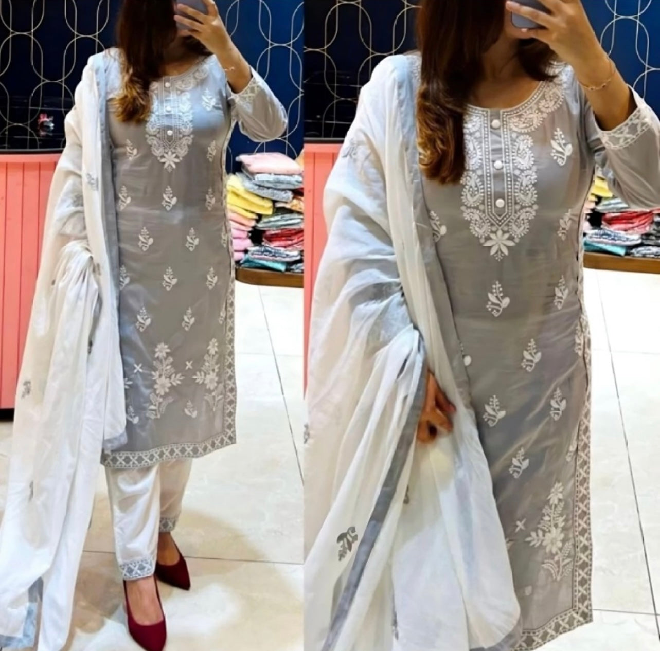 Elevate Your Style With Chikankari Kurti Set with Dupatta