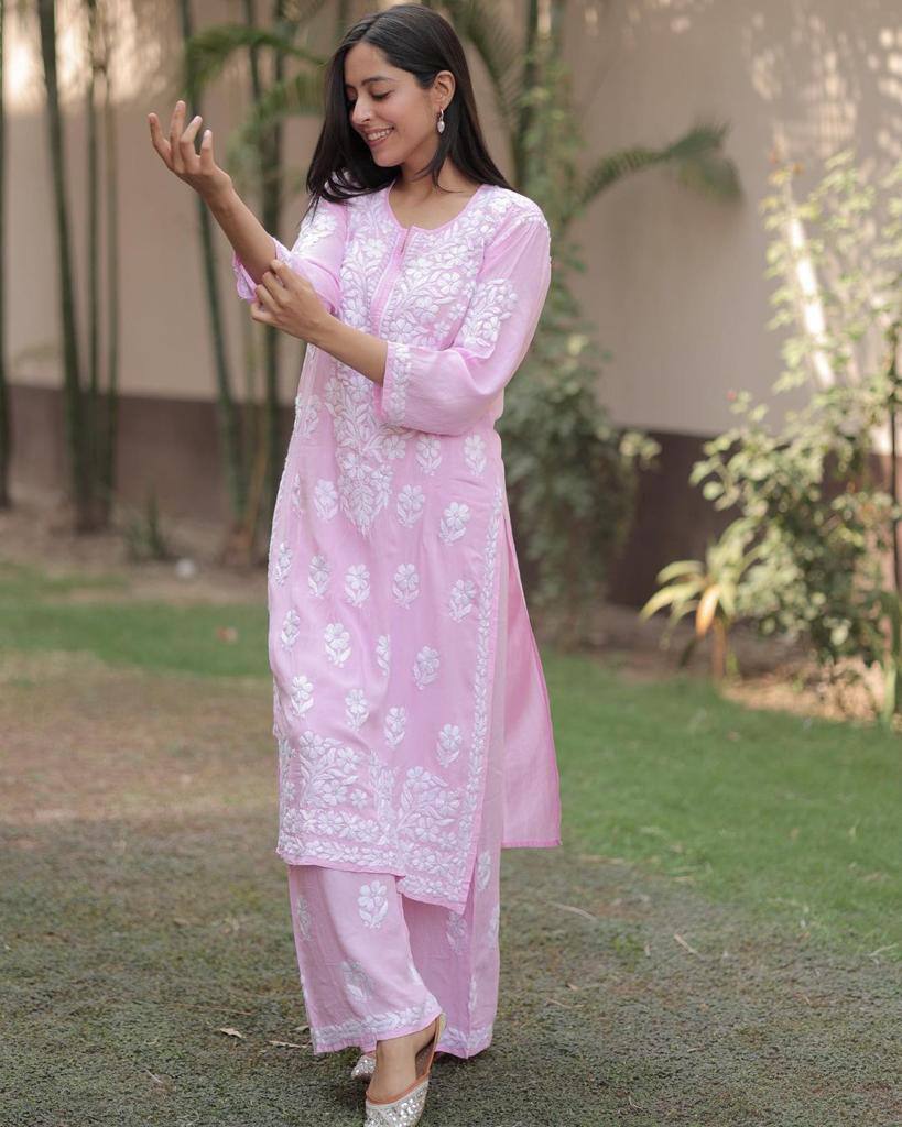 Rayon Embroidered Top and Sharara Set